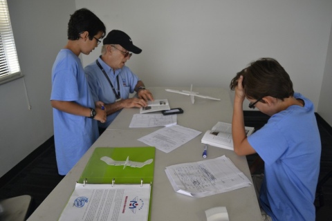 Liam & Kenny working on Merit Badge with Don 