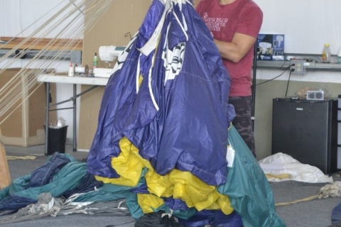 Watching a parachute packing 