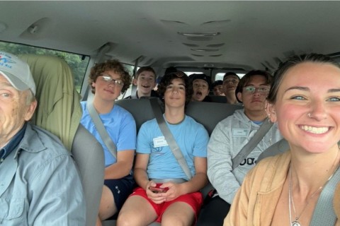 in the van